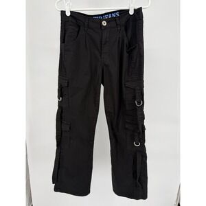 VIP Jeans Black Cargo Pants Size 9 10 Utility D Pockets Baggy Straps